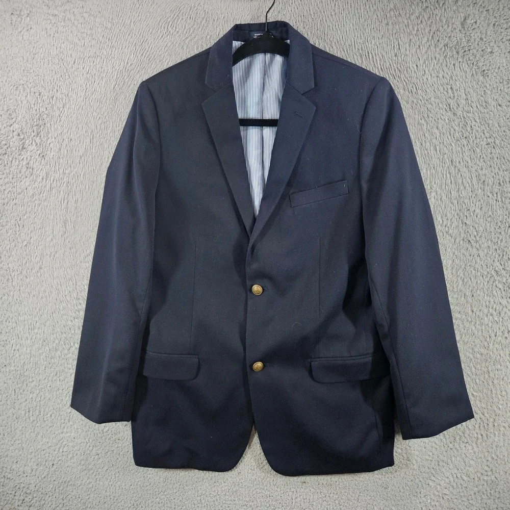 Tommy Hilfiger Boys Navy Blue Blazer Gold Crest Buttons Suit Jacket Size 18